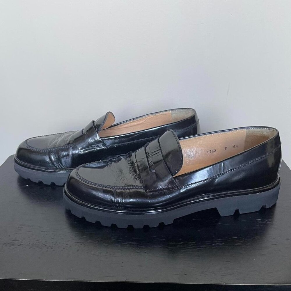 Walter Steiger black leather chunky lug sole loafers - Picture 2 of 6